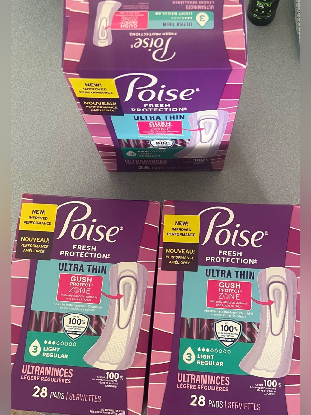 Poise Pads 3 Drop Light Absorbency Regular Length Unscented X’s 3 Boxes Of 28